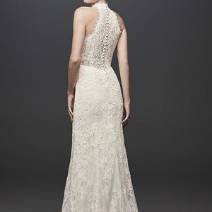 David’s Bridal high neck button back Wedding dress